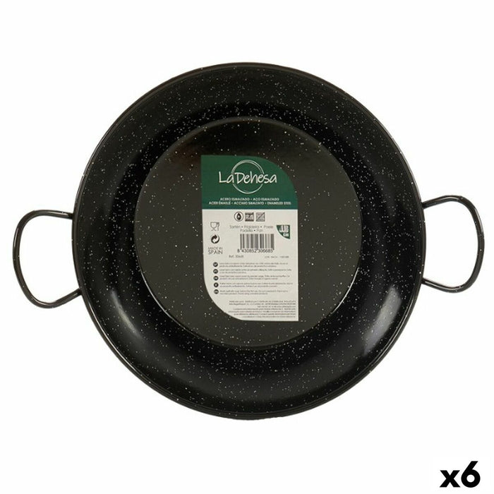 Paella Pan La Dehesa 0624-LD 0624-LD Zwart Geëmailleerd Staal Ø 24 cm 30,5 x 9 x 25 cm 25 x 9 x 30,5 cm (6 Stuks)