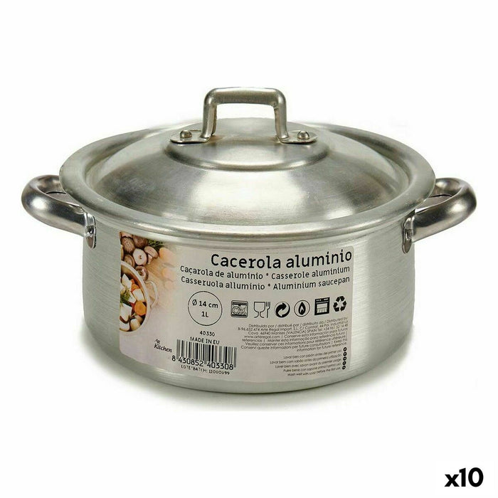 Kookpot met Deksel Kinvara 100002 100002 Zilverkleurig Ø 14 cm 1 L 20,5 x 7 x 14 cm 20,5 x 9,5 x 16 cm 14 x 7 x 20,5 cm (10 Stuk