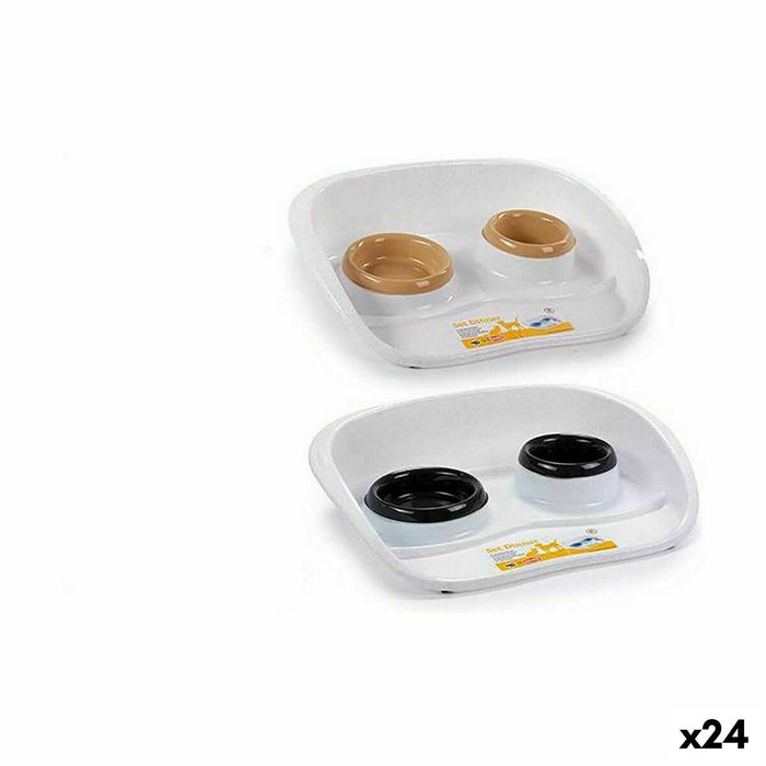 Dierenvoederbak Stefanplast PR402I PR402I Wit Bruin Zwart Plastic 34 x 11 x 46,5 cm Dubbel (24 Stuks)