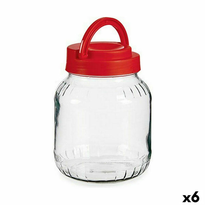 Blik Vivalto 1700 CC 1700 CC Rood Transparant 1,7 L Deksel met handvat (6 Stuks)