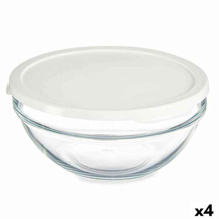 Ronde Lunchtrommel met Deksel Pasabahce 1113327-53573 Chefs Wit 1,7 L (4 Stuks)