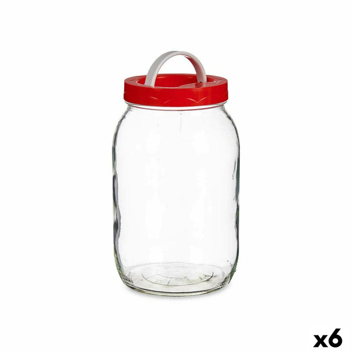 Blik Vivalto 181 181 Rood Transparant 2 L Deksel met handvat (6 Stuks)