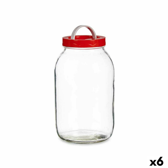 Blik Vivalto 182 182 Rood Transparant 3 L Deksel met handvat (6 Stuks)