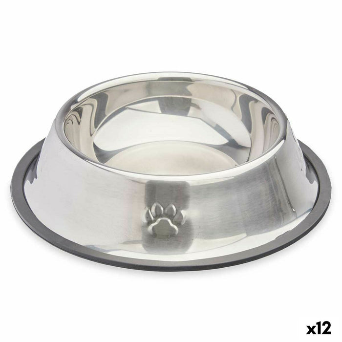 Voerbak voor honden Mascow 310 310 Grijs Zilverkleurig Rubber Metaal 22 x 5 x 22 cm 22 x 6 x 22 cm (12 Stuks)