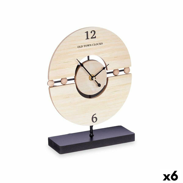 Tafelklok Gift Decor 22STC337-2 22STC337-2 Zwart Hout Ballen (6 Stuks)