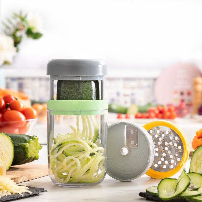 Spiraalvormige groentesnijder en -rasp met recepten Vigizer InnovaGoods