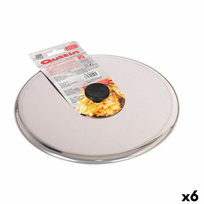 Tortilla flipdeksel Quttin 144933 Ø 31 cm 31 x 31 x 4 cm Roestvrij staal (6 Stuks)