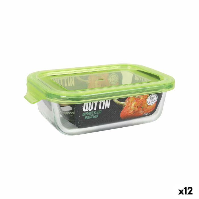 Lunchbox Quttin Groen Rechthoekig 375 ml 17 x 11 x 5 cm (12 Stuks)