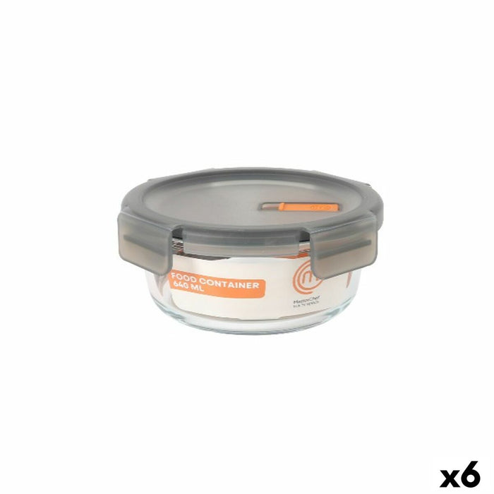 Hermetische Lunchtrommel MasterChef Grijs Transparant Rond 640 ml (6 Stuks)