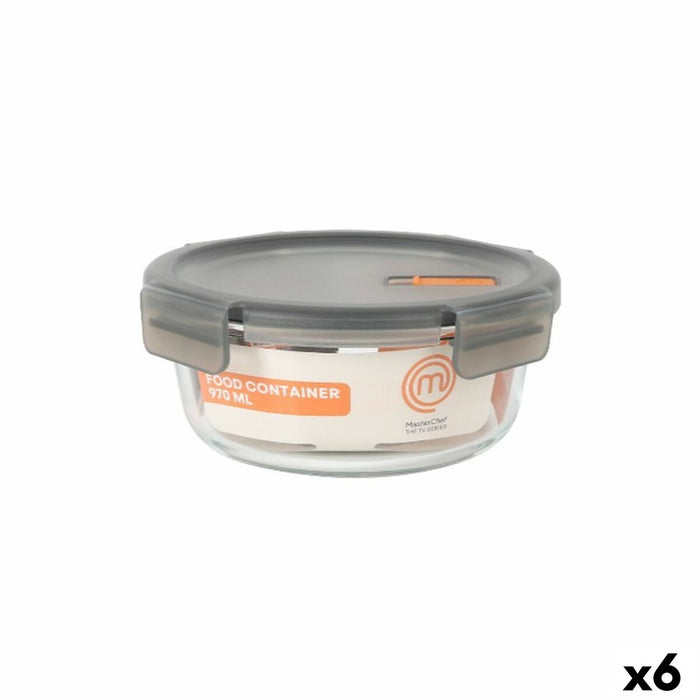 Hermetische Lunchtrommel MasterChef Grijs Transparant Rond 970 ml (6 Stuks)