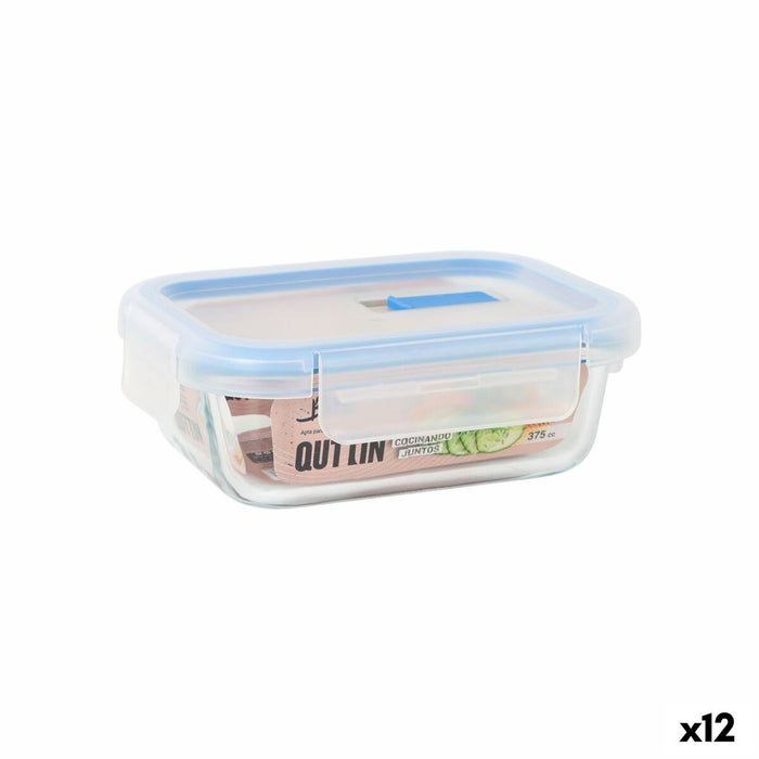 Hermetische Lunchtrommel Quttin Transparant Rechthoekig 375 ml (12 Stuks)
