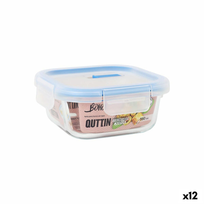 Hermetische Lunchtrommel Quttin Boho Transparant 550 ml (12 Stuks)