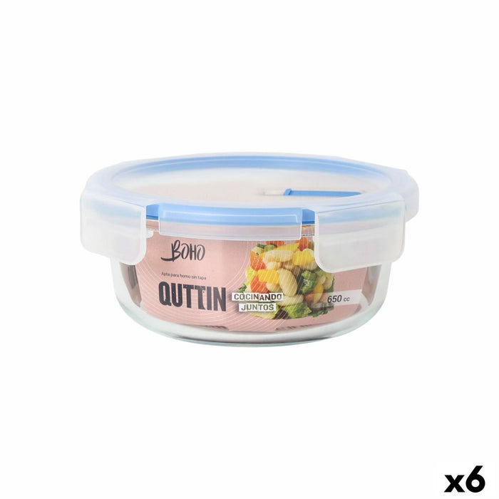 Hermetische Lunchtrommel Quttin Boho Transparant 650 ml (6 Stuks)