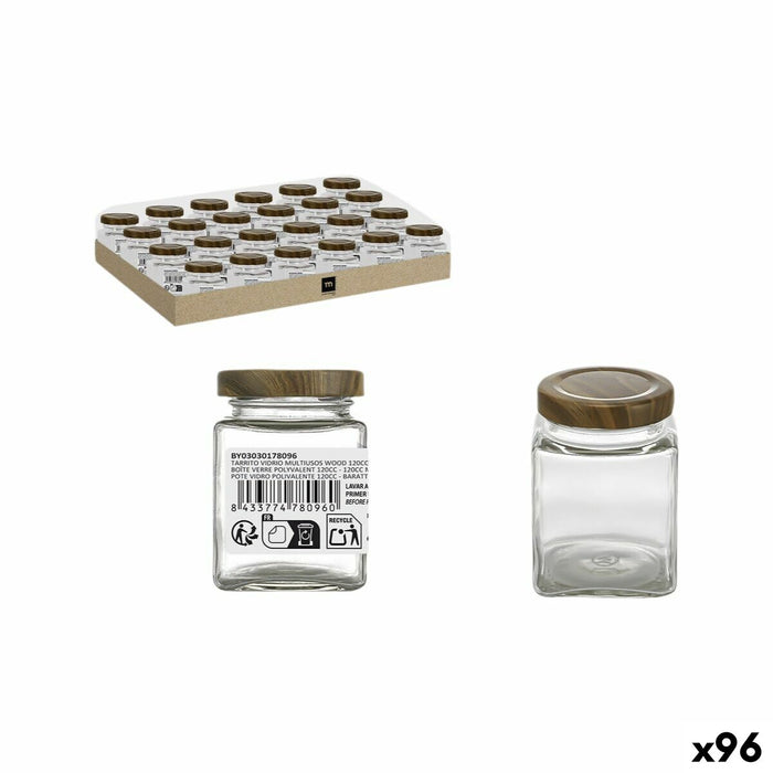 Glazen pot La Mediterránea WOOD 120 ml (96 Stuks)