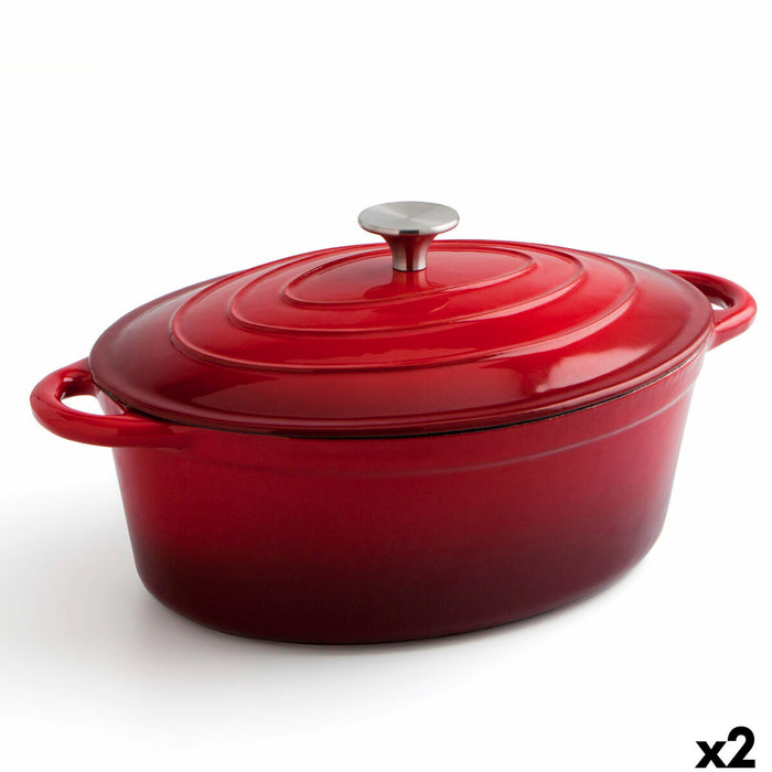 Kookpot met Deksel Bidasoa Fierro Rood 4,3 L 30 x 23 cm (2 Stuks)
