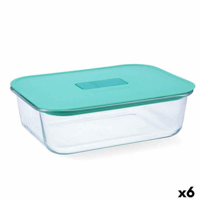 Hermetische Lunchtrommel Luminarc Joy Blauw Glas 1,5 L (6 Stuks)