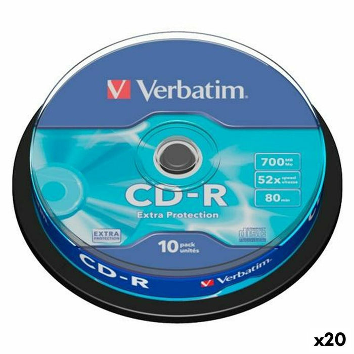 CD-R Verbatim EXTRA PROTECTION 700 MB 52x 10 Onderdelen (20 Stuks)